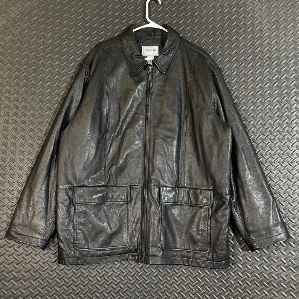 Cherokee Black Full Zip‎ Leather Jacket Men's Size XL
